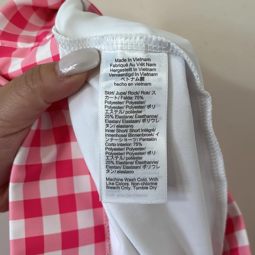 J.Crew Pink White Gingham Plaid High Rise Active Skort Size Small - Picture 10 of 10